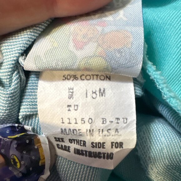 Vintage Krazy Kritters Infant Overalls 18M Blue & Turquoise Cotton Romper With P - Picture 6 of 6